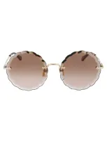 Chloé Eyewear Round Scalloped Frame Sunglasses In Gold