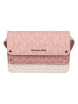 Michael Kors Logo Faux Leather Belt Bag In Logo Pvc Ballet