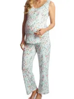 Everly Grey Joy Tank & Pants Maternity/nursing Pajamas In Cloud Blue