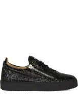 Giuseppe Zanotti Black Glitter May London Frankie Sneakers In Glitter Nero