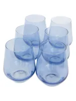 Estelle Set Of 6 Stemless Wineglasses In Blue