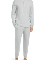 Eberjey Henry 2-piece Henley Pajama Set In Heather Gray