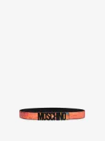 Moschino Logo-lettering Leather Belt In Orange