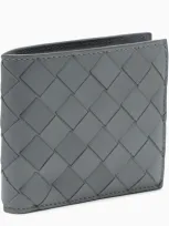 Bottega Veneta Grey Intreccio Weave Wallet