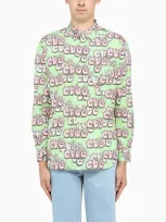 Comme Des Garçons Shirt Kaws Printed Cotton Poplin Shirt In Green