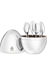 Christofle Mood Espresso Silver-plated Spoons In Silver-plated Egg Set Of Six