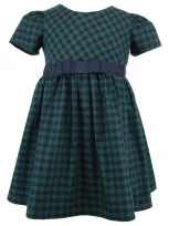 Popatu Kids' Check Fit & Flare Dress In Green