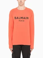 Balmain Orange Sweatshirt With Contrasting Logo