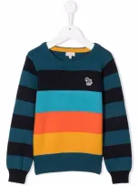 Paul Smith Junior Kids' Big Pony-patch Stripe-print Jumper In Blue