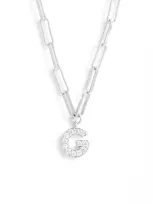 Nadri Pave Initial Pendant Necklace In Rhodium In Rhodium - G