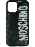 Moschino Black Painted Logo Iphone 12/12 Pro Case In 7952 Black