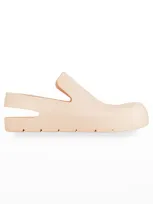 Bottega Veneta Rubber Clog Mules In Peachy