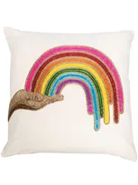 Jonathan Adler Hand-beaded Rainbow Pillow In Neutrals