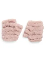 Jocelyn Faux Fur Knitted Mandy Mittens In Blush