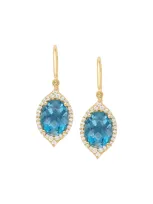 Jamie Wolf 18k Small Oval Aladdin Pave Earrings W/ Blue Topaz & Diamonds