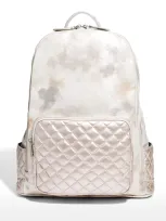 Bari Lynn Girl's Marble-print Quilted Backpack