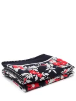 Erdem Floral Intarsia Knitted Blanket In Blau