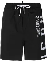 Dsquared2 Logo-print Drawstring Swim Shorts In Black