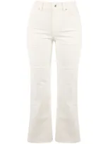 Jil Sander Washed Cotton Denim Flared Jeans In Beige