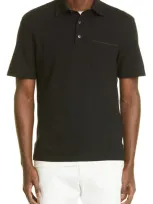 Zegna Essential Cotton Piqué Short Sleeve Pocket Polo In Blk Sld