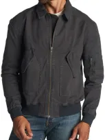 Rowan Dillon Twill Bomber Jacket In Faded Black