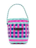 Marni Woven Colour-block Shoulder Bag In Blue Radiance