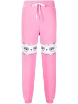 Chiara Ferragni Eyelike Panel Track Pants In Pink,white,silver