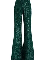 Elie Saab Women's Paillette Silk-blend Pants In Green