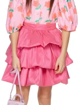 Crlnbsmns Kids Pink Ruffle Skirt In Tafta Pink