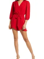 Fraiche By J Tulip Hem Romper In Tomato