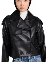 4th & Reckless Dayna Cropped Trench Coat Black