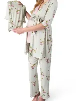 Everly Grey Women's  Analise During & After 5-piece Maternity/nursing Sleep Set In Peony