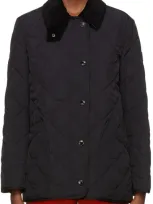 Burberry Diamond Quilted Thermoregulated Barn Jacket In Black