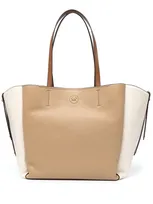 Michael Michael Kors Panelled Logo-plaque Tote Bag In Beige