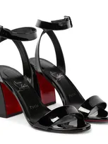 Christian Louboutin Miss Sabina 85 Patent Leather Sandals In Black/lin Black