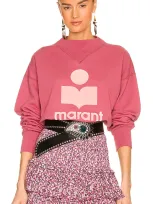 Isabel Marant Étoile Moby Flocked Organic Cotton-blend Jersey Sweatshirt In Rose