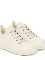 Rick Owens Strobe Leather Sneakers In 1111 Milk/milk/milk