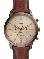 Fossil Neutra Chronograph Leather Strap Watch, 44mm In Brown