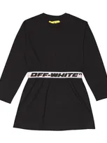 Off-white Kids' Logo Waistband Mini Dress In Black