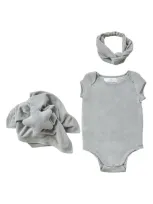 Barefoot Dreams Kids' ® Cozyterry™ Bodysuit, Headband & Baby Blanket Set In Wave