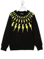 Neil Barrett Kids' Bolt-print Fleece Sweatshirt In Schwarz