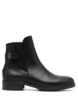 Tommy Hilfiger Monogram-plaque Ankle Boots In Schwarz