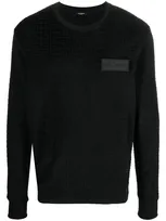 Balmain Monogram Velvet Sweatshirt In Black