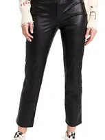 Paige Stella Super High Waist Straight Leg Faux Leather Jeans In Black