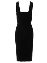 Wardrobe.nyc Scoop-neck Ribbed Cotton-blend Midi Dress In Black