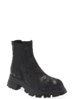 Dkny Sasha Lug Chelsea Boot In Black Cracked Leather