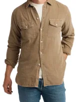 Rowan Leeds Double Weave Button-up Shirt In Stone