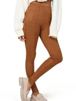 Spanx Faux Suede Leggings In Rich Caramel