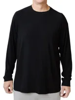 Cozy Earth Stretch Long Sleeve Crewneck T-shirt In Black