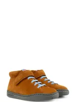 Camper Kid's Bicolor Leather Sneaker Booties, Toddler/kids In Medium Brown